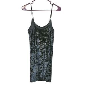 Victoria's Secret XS/S Extra Small Crushed Velvet Lingerie Slip Black Straps VS